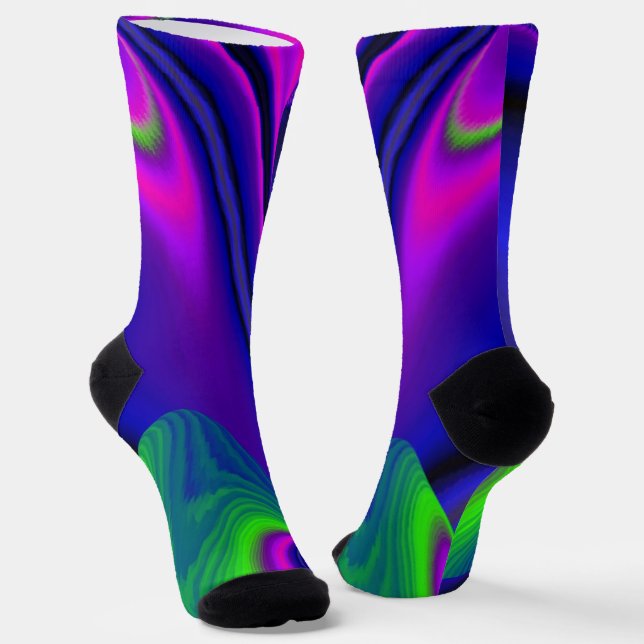Summerrainbow , Abstract 3D Rainbowart Socks (Angled)