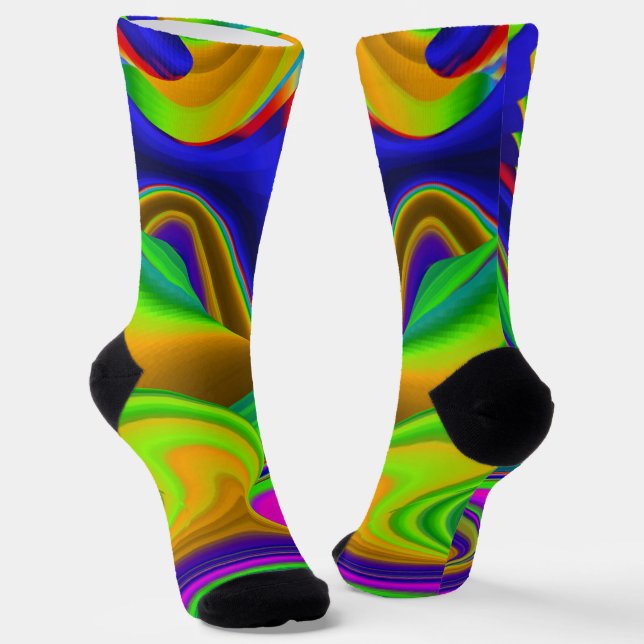 Summerrainbow , Abstract 3D Rainbowart Socks (Angled)
