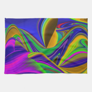 Summerrainbow , Abstract 3D Rainbowart Tea Towel