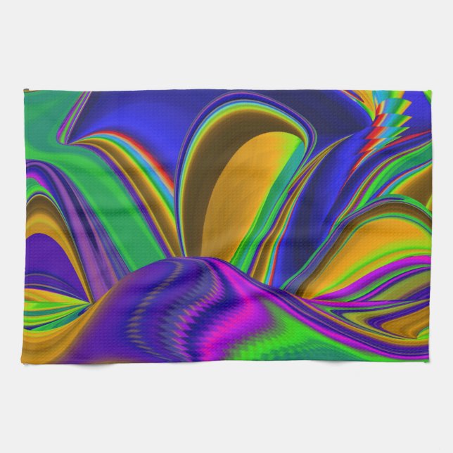 Summerrainbow , Abstract 3D Rainbowart Tea Towel (Horizontal)
