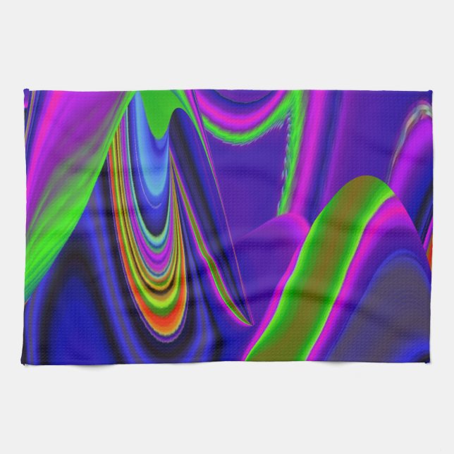 Summerrainbow , Abstract 3D Rainbowart Tea Towel (Horizontal)