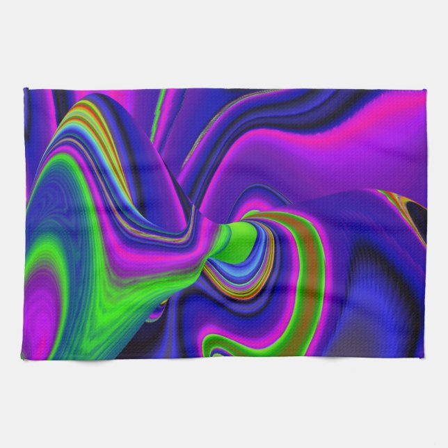 Summerrainbow , Abstract 3D Rainbowart Tea Towel (Horizontal)
