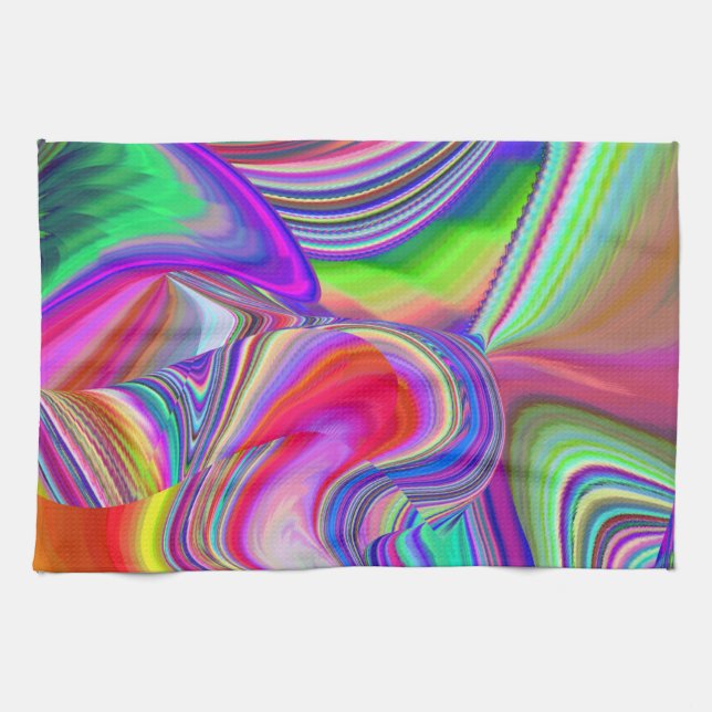 Summerrainbow , Abstract 3D Rainbowart Tea Towel (Horizontal)