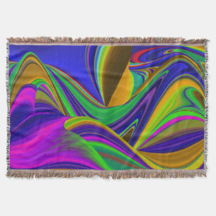 Summerrainbow , Abstract 3D Rainbowart Throw Blanket