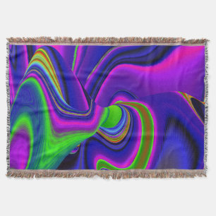 Summerrainbow , Abstract 3D Rainbowart Throw Blanket