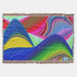 Summerrainbow , Abstract 3D Rainbowart Throw Blanket