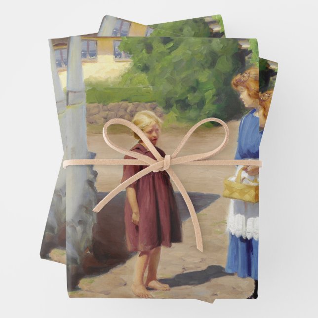 Summer's Day in Denmark (by H.A. Brendekilde) Wrapping Paper Sheet (In situ)