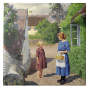 Summer's Day in Denmark (Mother and Daughter) Ceramic Tile