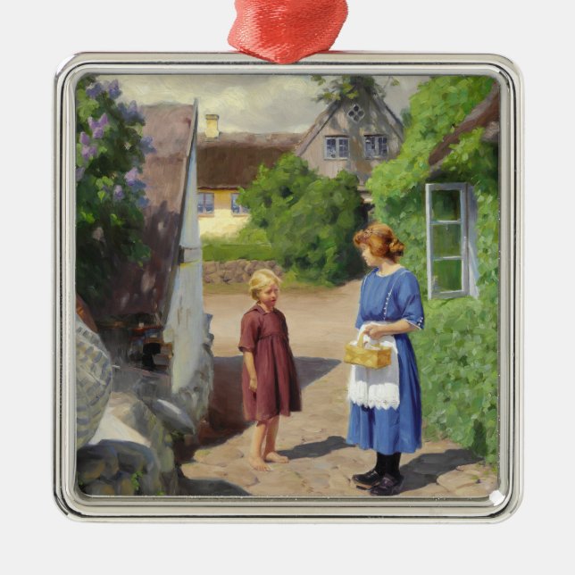 Summer's Day in Denmark (Mother and Daughter) Metal Ornament (Front)