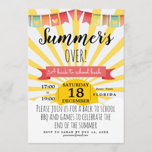 summer's over back to school party invite poster