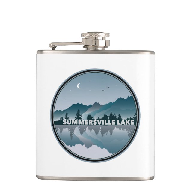 Summersville Lake West Virginia Reflection Hip Flask (Front)