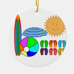 Summertime Beach Party Ceramic Ornament