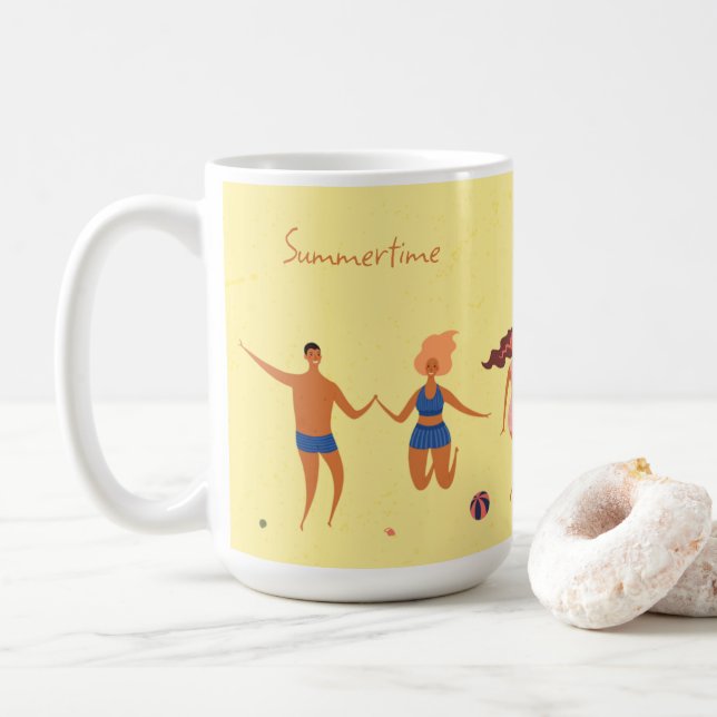 Summertime beach party fun tea coffee mug (With Donut)