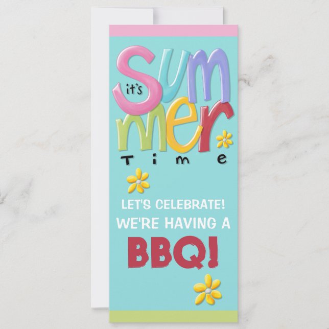 Summertime blue BBQ Invitation (Front)