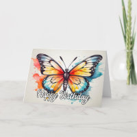 Summertime Butterfly Illustration Happy Birthday