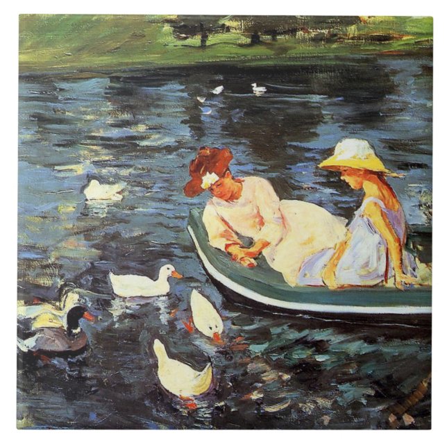 Summertime (by Mary Cassatt) Ceramic Tile (Front)