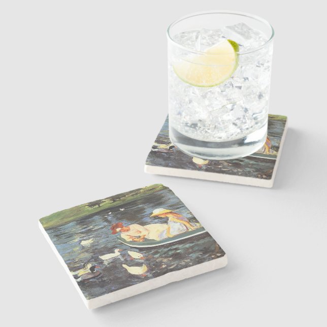 Summertime (by Mary Cassatt) Stone Coaster (Side)
