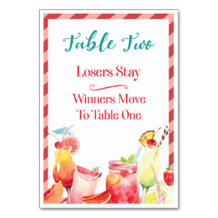 Summertime Drinks Table Card Two Bunco