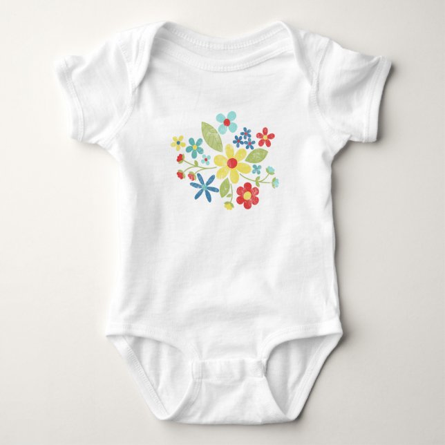 Summertime Flowers (Distressed look) Baby Bodysuit (Front)