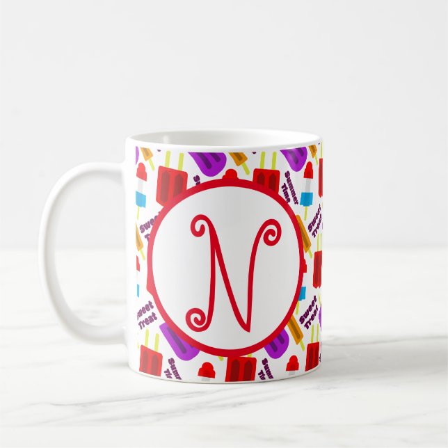 Summertime Frozen Juice Bar Monogram Coffee Mug (Left)