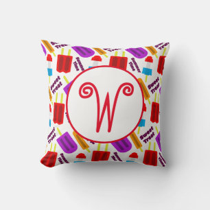 Summertime Frozen Juice Bar Monogram Cushion