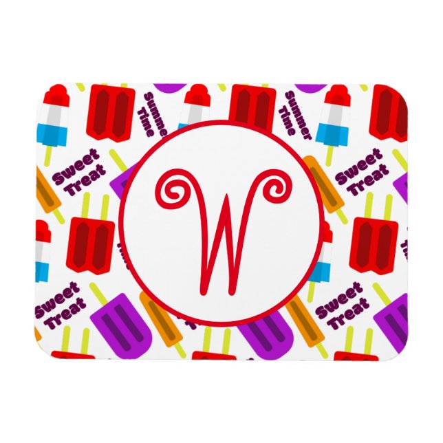 Summertime Frozen Juice Bar Monogram Magnet (Horizontal)