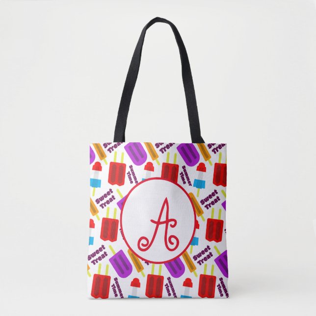 Summertime Frozen Juice Bar Monogram Tote Bag (Front)