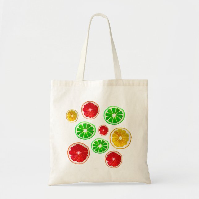 Summertime fruit colourful fruity pattern tote bag (Front)