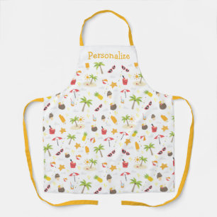 Summertime Fun Beach Icons Palm Trees Apron