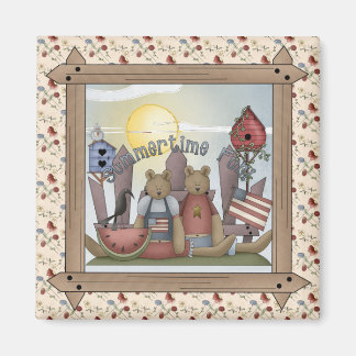 Summertime Fun Country Teddy Bears Magnet