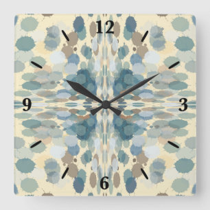 Summertime Fun Ocean Spray Splatter Abstract Art  Square Wall Clock