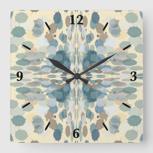 Summertime Fun Ocean Spray Splatter Abstract Art  Square Wall Clock (Front)