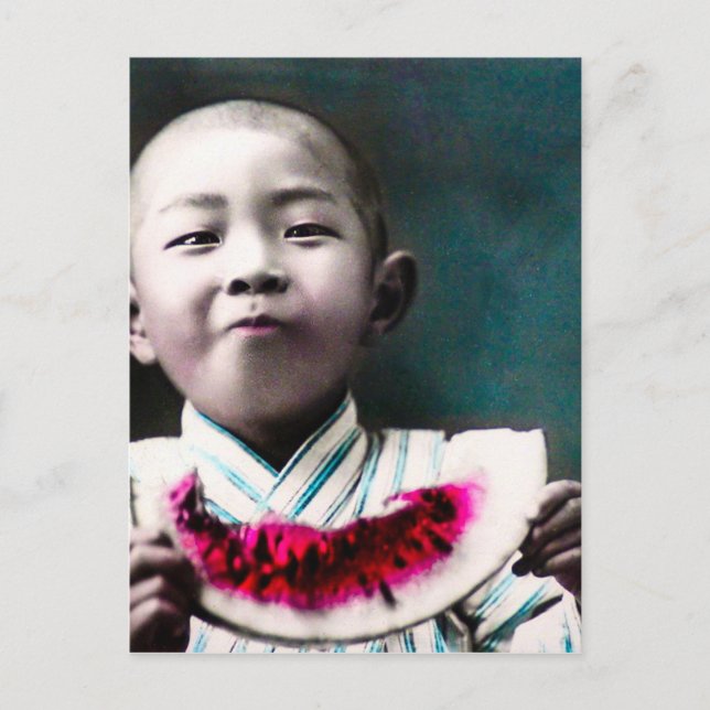 Summertime in Old Japan Vintage Watermelon Postcard (Front)