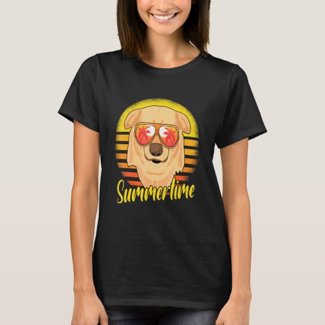 Summertime Labrador Retro Sunset Beach Vacation La T-Shirt (Front)