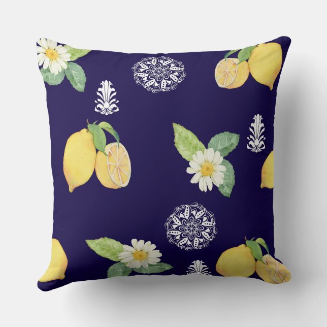 Summertime Lemons Cushion (Back)
