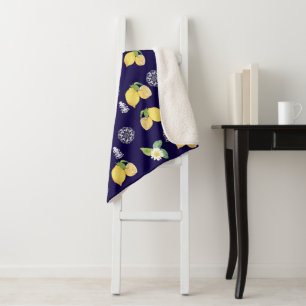 Summertime Lemons Sherpa Blanket