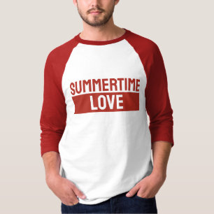 Summertime Love Minimalist Modern Plain Red White T-Shirt