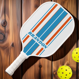 Summertime Nostalgic Board Stripes with Name Pickleball Paddle