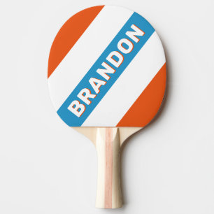 Summertime Nostalgic Bold Stripes with Name Ping Pong Paddle