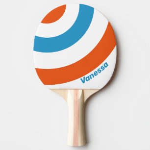 Summertime Nostalgic Circle Stripe with Name Ping Pong Paddle