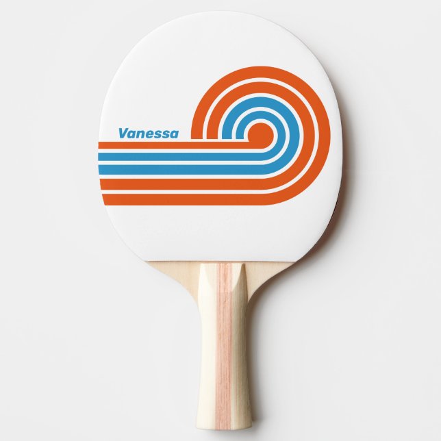 Summertime Nostalgic Curl Stripes with Name Ping Pong Paddle (Front)