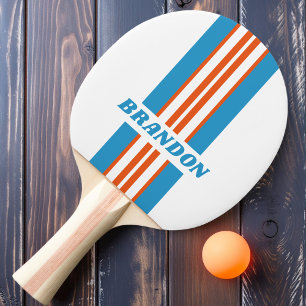 Summertime Nostalgic Rally Stripe with Name Ping Pong Paddle