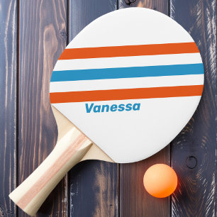 Summertime Nostalgic Stripes with Name Ping Pong Paddle