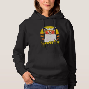 Summertime Owl Retro Sunset Beach Vacation Owls Hoodie