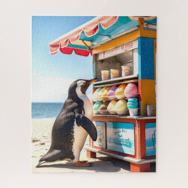 Summertime Penguin At Ice Cream Stand Jigsaw Puzzle (Vertical)