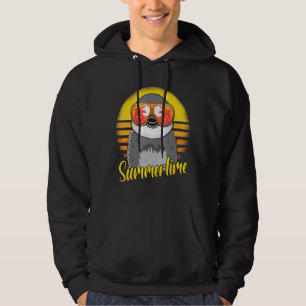 Summertime Penguin Retro Sunset Beach Vacation Pen Hoodie