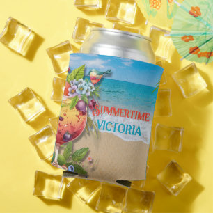 Summertime Personalised Beach Ocean Can Cooler