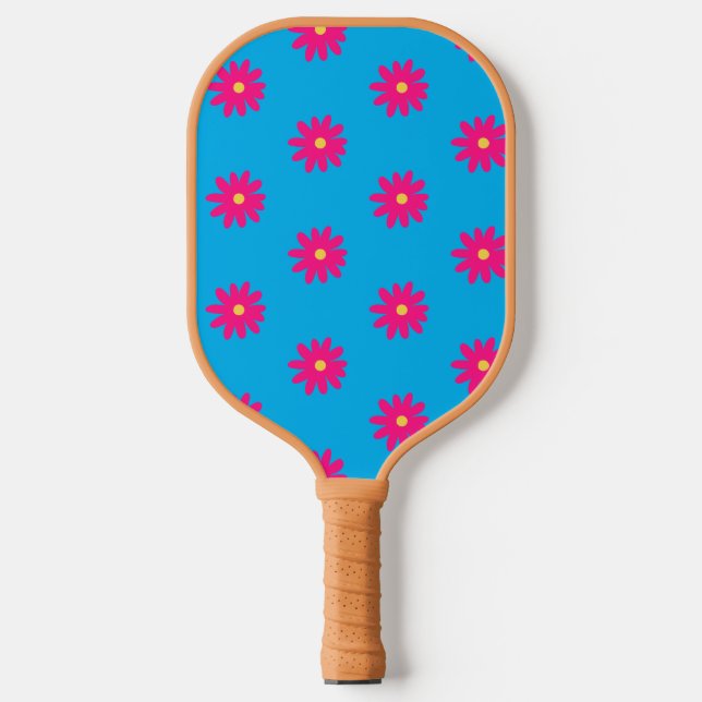 Summertime Pink Flower Pickleball Paddle (Front)