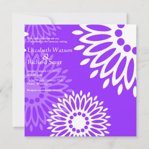 Summertime purple flowers wedding invitation