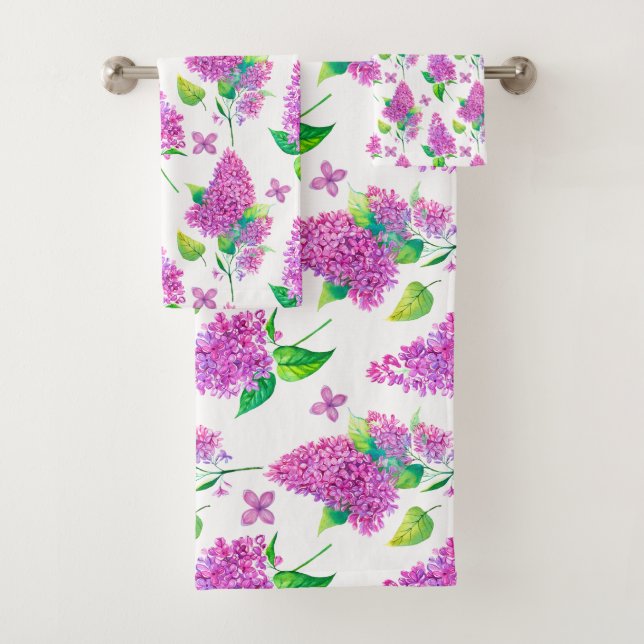 Summertime Purple Lilacs Bathroom Towel Set (Insitu)